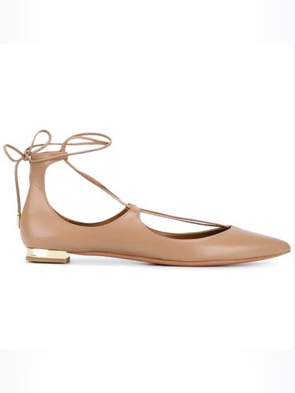 Aquazzura Christy Lace-up Pointed-toe Flat